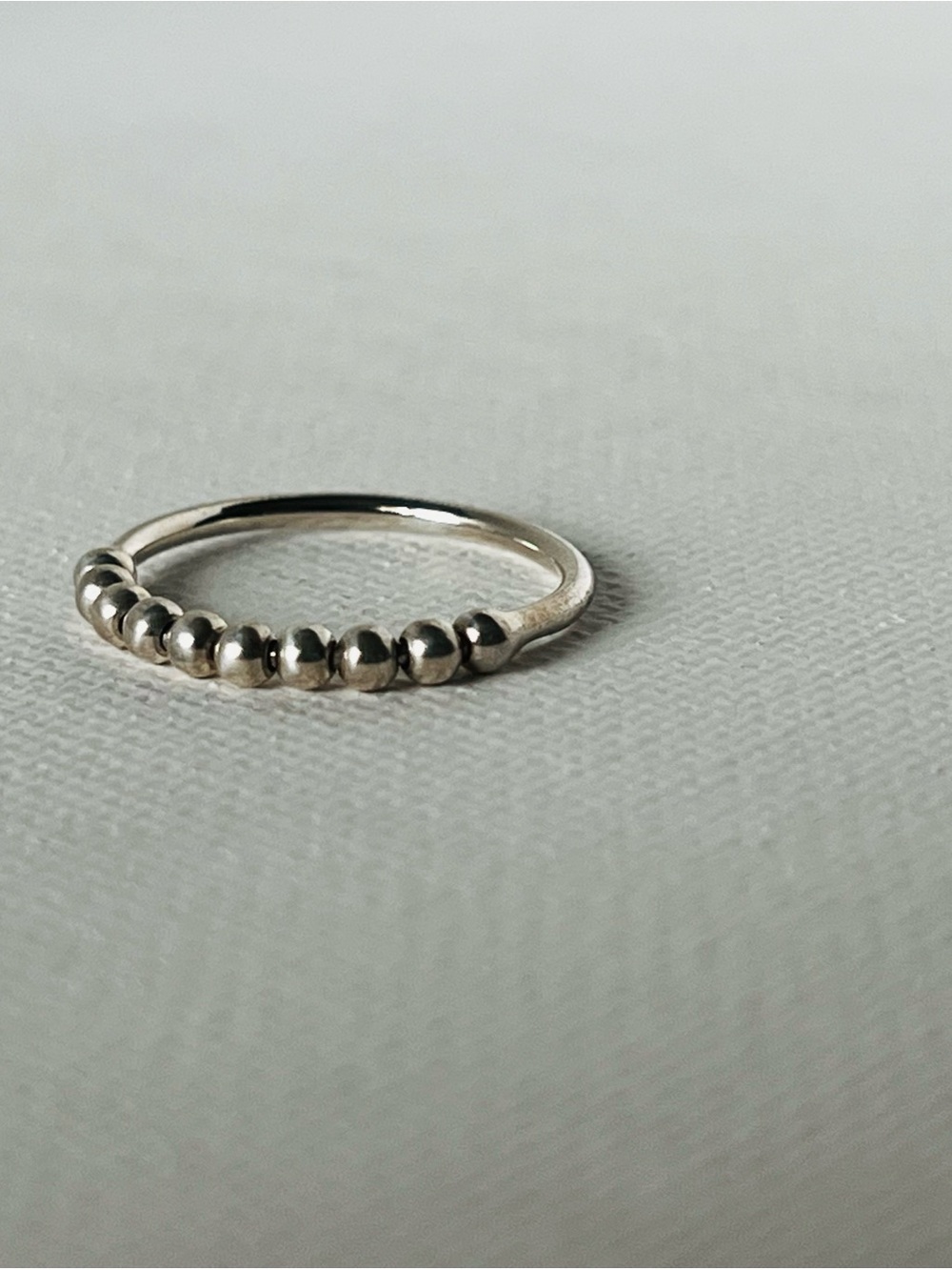 Sterling Silver (925) Beaded Stackable Ring - Approximately Finger Size 7 - Picture 3 of 6